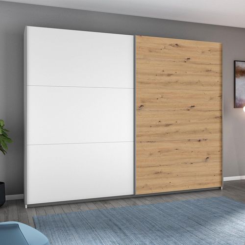 Rauch Aurelio 261cm Alpine White and Artisan Oak 2 Door Sliding Wardrobe