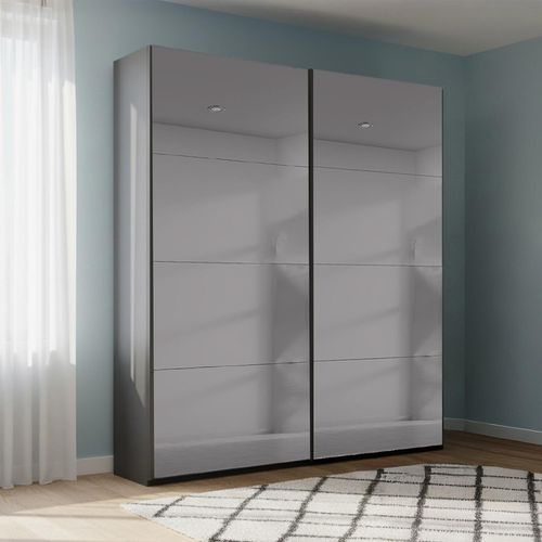 Beluga Extra Sliding Wardrobe - 137cm - 2 Door - Grey Mirrored - Graphite