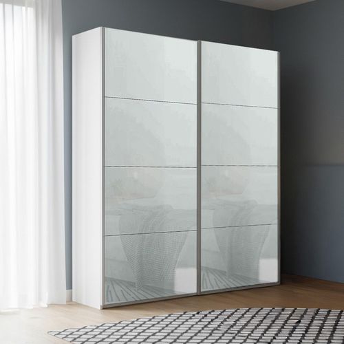 Rauch Beluga Extra 137cm 2 Door Sliding Wardrobe - Alpine White and Silk Grey Glass