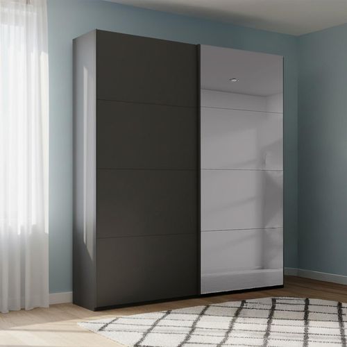 Rauch Beluga Extra 137cm 2 Door Sliding Wardrobe with Grey Mirror - Graphite