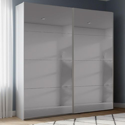 Rauch Beluga Extra 181cm 2 Door Sliding Grey Mirrored Wardrobe - Silk Grey