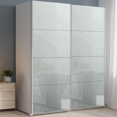 Rauch Beluga Extra 181cm 2 Door Sliding Wardrobe - Alpine White and Silk Grey Glass