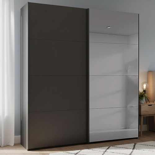 Rauch Beluga Extra 181cm 2 Door Sliding Wardrobe with Grey Mirror - Graphite