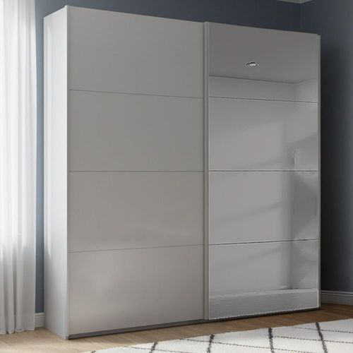 Rauch Beluga Extra 181cm 2 Door Sliding Wardrobe with Grey Mirror - Silk Grey