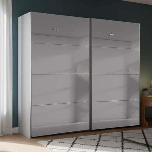 Rauch Beluga Extra 226cm 2 Door Sliding Grey Mirrored Wardrobe - Silk Grey