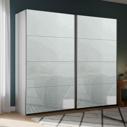 Rauch Beluga Extra 226cm 2 Door Sliding Wardrobe - Silk Grey and Silk Grey Glass