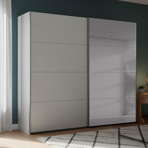 Rauch Beluga Extra 226cm 2 Door Sliding Wardrobe with Grey Mirror - Silk Grey