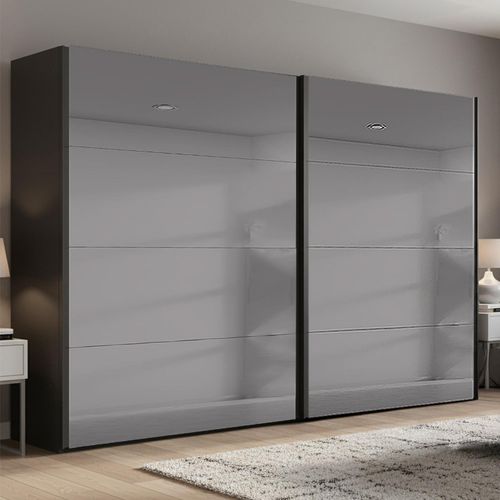 Rauch Beluga Extra 271cm 2 Door Sliding Grey Mirrored Wardrobe - Graphite