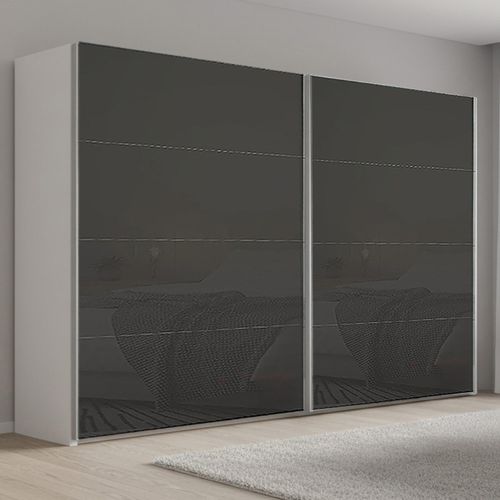 Rauch Beluga Extra 271cm 2 Door Sliding Wardrobe - Alpine White and Basalt Glass