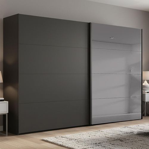 Rauch Beluga Extra 271cm 2 Door Sliding Wardrobe with Grey Mirror - Graphite