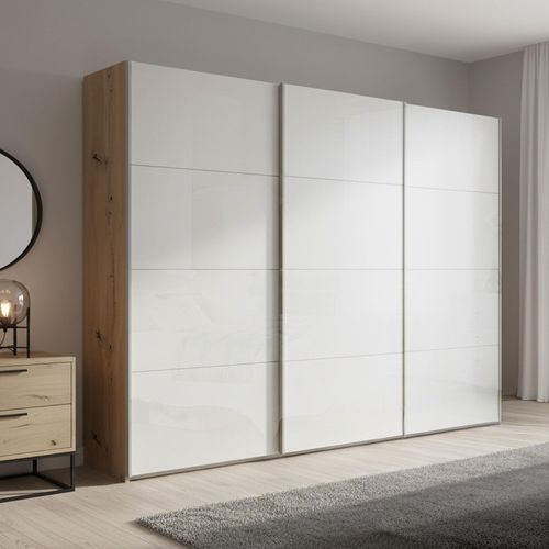 Beluga Extra Sliding Wardrobe - 271cm - 3 Door - Artisan Oak & White High Gloss