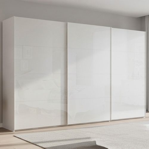 Beluga Extra Sliding Wardrobe - 406cm - 3 Door - Alpine White & White High Gloss