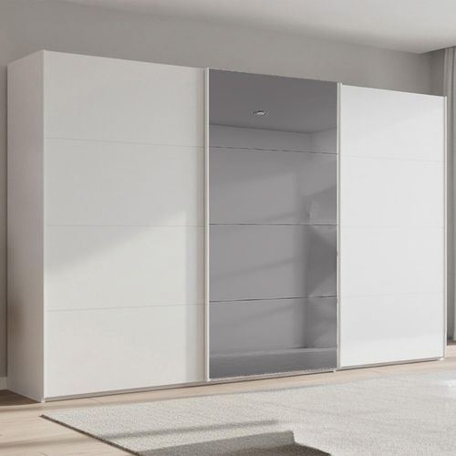 Rauch Beluga Extra 406cm 3 Door Sliding Wardrobe with Grey Mirror - Alpine White