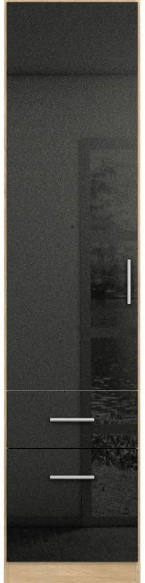 Rauch Celle 47cm Black and Oak Wardrobe - LH Door