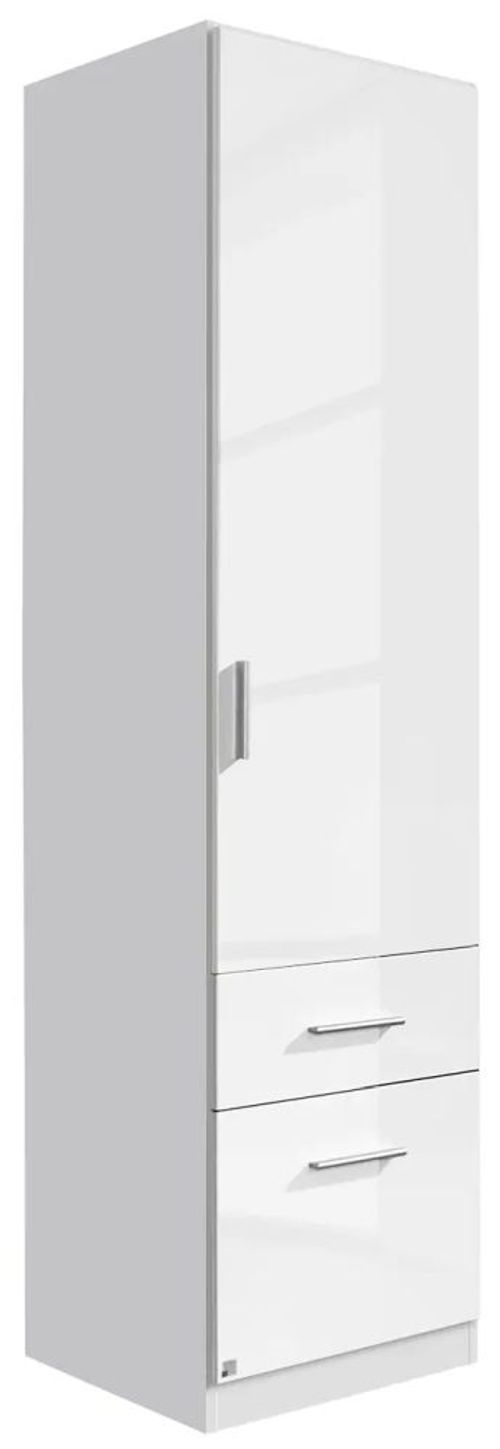 Rauch Celle 47cm White Gloss Wardrobe with Drawers - RH Door