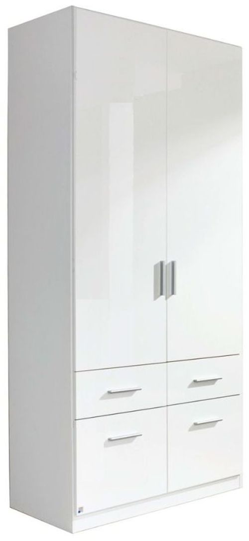 Rauch Celle 91cm White Gloss 2 Door Wardrobe with Drawers