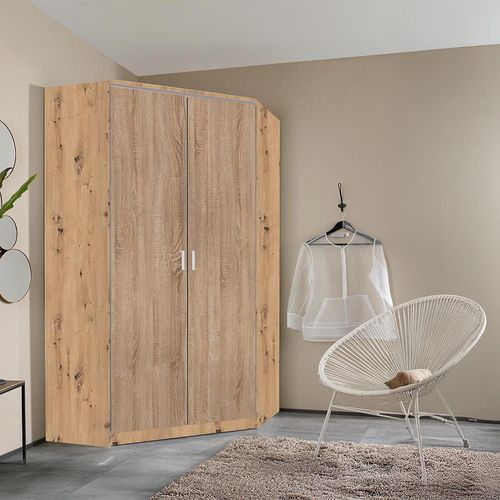 Rauch Celle Matt 117cm 2 Door Corner Wardrobe - Artisan Oak and Sonoma Oak