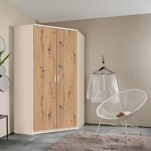 Rauch Celle Matt 117cm 2 Door Corner Wardrobe - Champagne and Artisan Oak