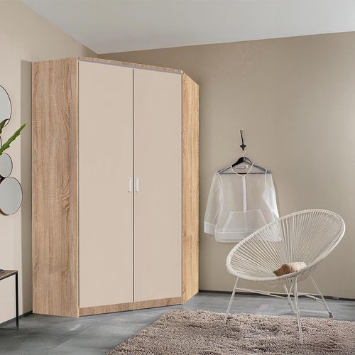 Rauch Celle Matt 117cm 2 Door Corner Wardrobe - Sonoma Oak and Champagne