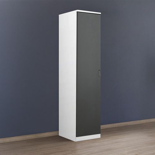 Rauch Celle Matt 47cm 1 LH Door Wardrobe - Alpine White and Metallic Dark Grey