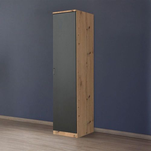 Rauch Celle Matt 47cm 1 RH Door Wardrobe - Artisan Oak and Metallic Dark Grey