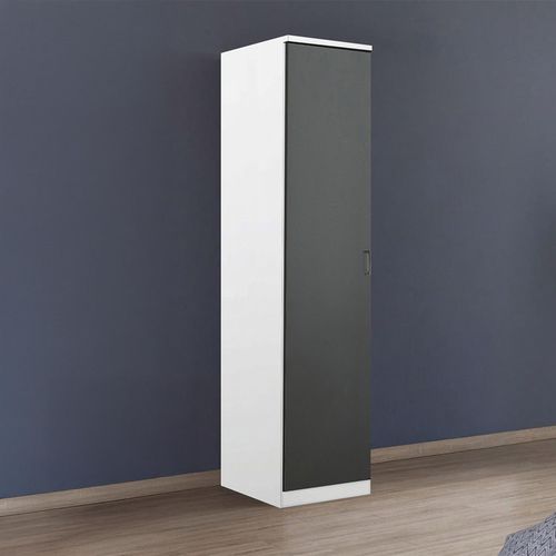 Rauch Celle Super 47cm 1 LH Door Wardrobe - Alpine White and Metallic Dark Grey