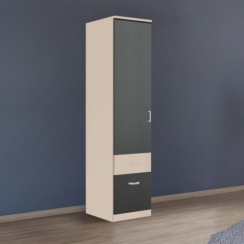 Rauch Celle Super 47cm 1 LH Door Wardrobe with Drawer - Champagne and Metallic Dark Grey