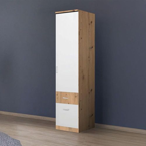 Rauch Celle Super 47cm 1 RH Door Wardrobe with Drawer - Artisan Oak and Alpine White