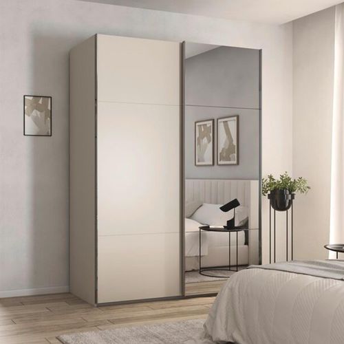 Rauch Contido 162cm 2 Door Sliding Mirror Wardrobe with Extras - Champagne