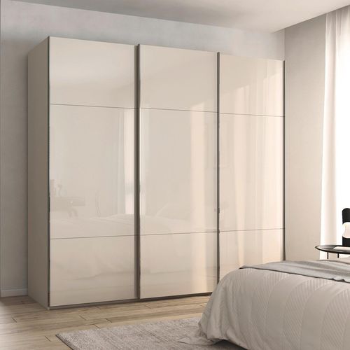 Rauch Contido 242cm 3 Door Sliding Wardrobe with Extras - Champagne Glass