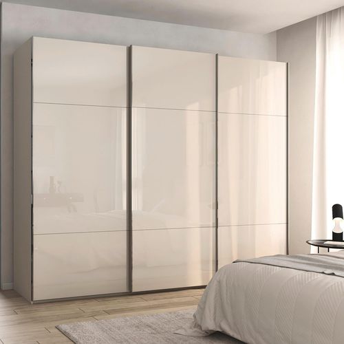 Rauch Contido 271cm 3 Door Sliding Wardrobe with Extras - Champagne Glass