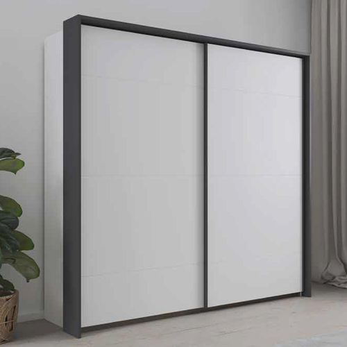 Rauch Corvo 225cm 2 Door Sliding Wardrobe with Passepartout - Alpine White and Metallic Dark Grey