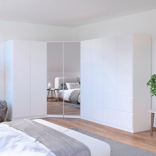 Rauch Costa 208cm 8 Door L-Shaped Corner Wardrobe - Alpine White