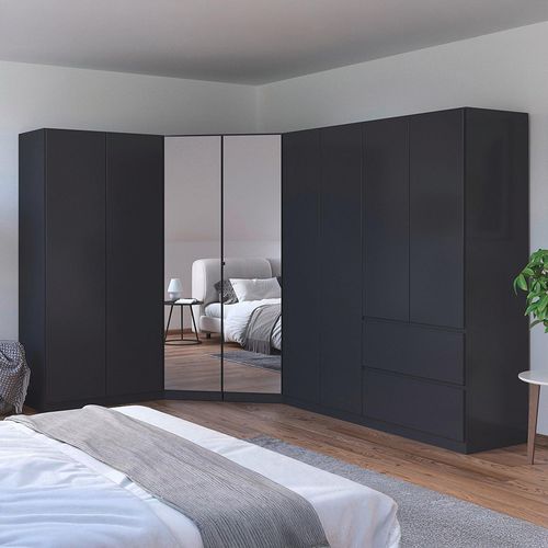 Rauch Costa 208cm 8 Door L-Shaped Corner Wardrobe - Metallic Dark Grey