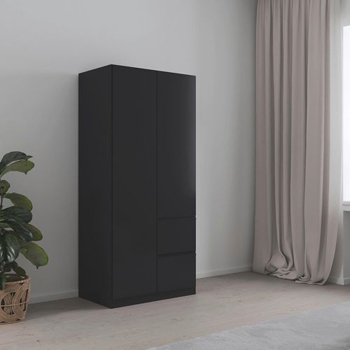 Rauch Costa 91cm 2 Door Wardrobe with LHF Drawers - Metallic Dark Grey