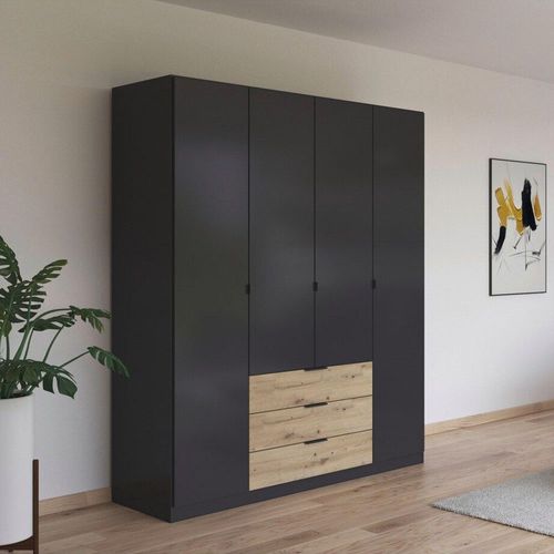 Rauch Davoa 181cm 4 Door Wardrobe - Metallic Dark Grey and Artisan Oak