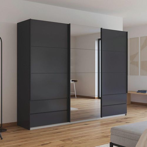 Rauch Elara 271cm 3 Door Combi Sliding Wardrobe - Metallic Dark Grey and Grey Mirror