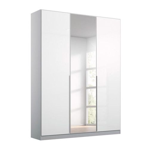 Rauch Elegant4you 136cm 3 Door Wardrobe with Mirror - 197cm - Alpine White and White High Gloss