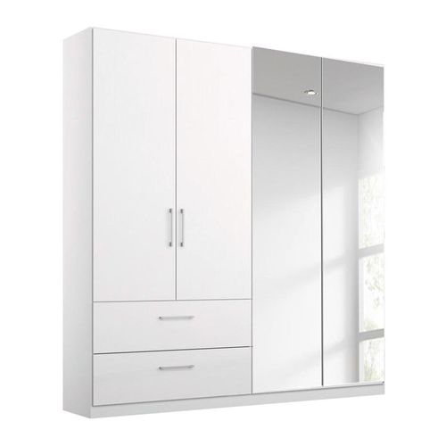 Rauch Elegant4you 181cm 4 Door Combi Wardrobe with 2 Drawer - 210cm - Alpine White and White High Gloss
