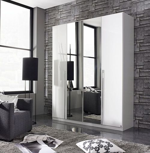 Rauch Essensa 181cm White 4 Door Mirror Wardrobe