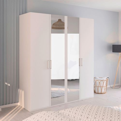 Rauch Evelyn 201cm 4 Door Wardrobe with Mirror - H 223cm - Alpine White