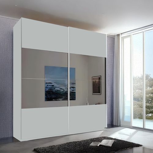 Rauch Filo 181cm 2 Door Sliding Wardrobe with Mirror - Silk Grey
