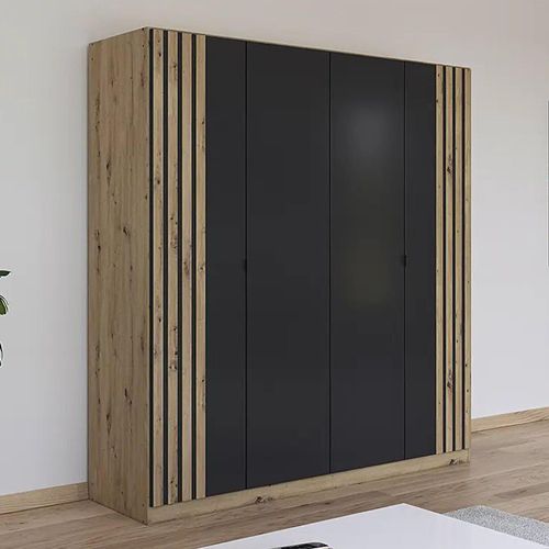Rauch Genua 181cm 4 Door Wardrobe Type B - Artisan Oak and Metallic Dark Grey
