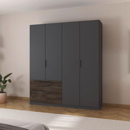 Rauch Koda 181cm 4 Door Wardrobe with RHF Drawers - Metallic Dark Grey