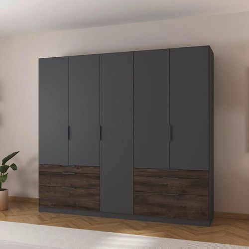 Rauch Koda 226cm 5 Door Wardrobe with Drawers - Metallic Dark Grey