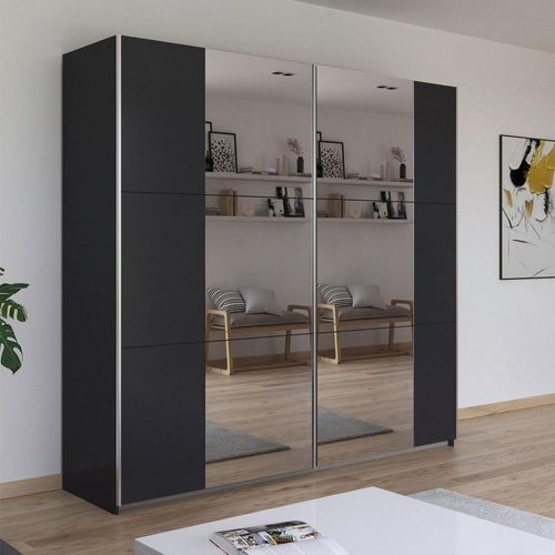 Rauch Kronach 218cm 2 Door Mirrored Sliding Wardrobe - Metallic Dark Grey