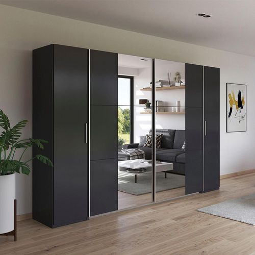 Rauch Kronach 311cm 4 Door Wardrobe with Mirror - Metallic Dark Grey