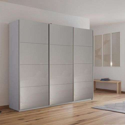Rauch Kulmbach 203cm 3 Door Sliding Wardrobe - Silk Grey and Grey High Gloss