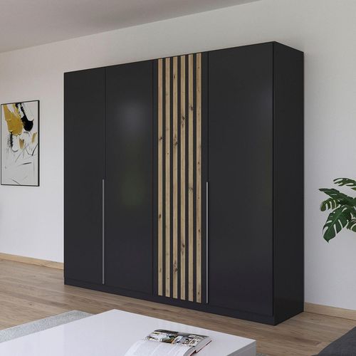 Rauch Lamella 226cm 4 Door Wardrobe - Metallic Dark Grey and Artisan Oak