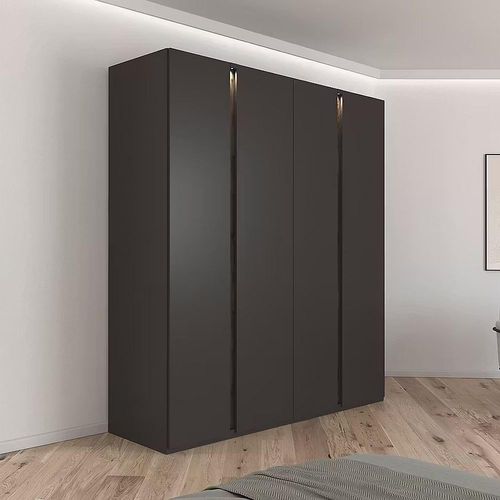 Rauch Luana 201cm 4 Door Wardrobe with Lighting - Graphite and Atlantic Dark Oak